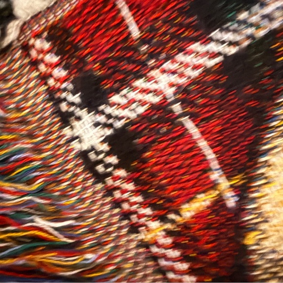 Vintage Teddy Bear Woven Blanket Tapestry Plaid Fringe Throw Cozy Decor - Picture 7 of 13